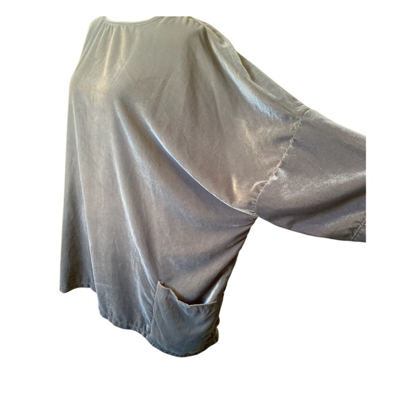 Karyn Seo Chrissy Velvet Box Top L Steel Grey Handmade lagenlook artsy tunic - Picture 4 of 10